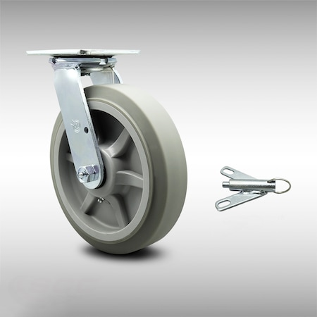 Service Caster 8 Inch SS Thermoplastic Rubber Swivel Caster with Ball Bearing and Swivel Lock SCC-SS30S820-TPRBF-BSL